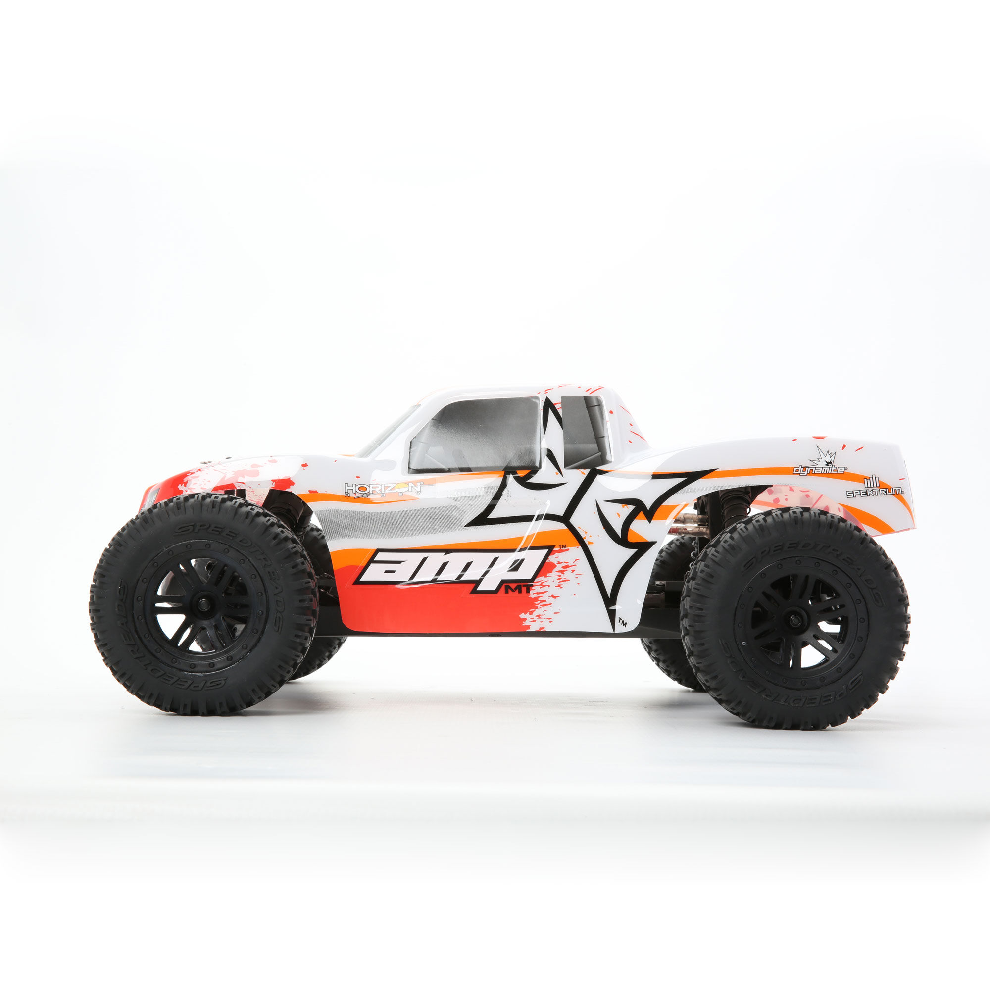 ECX 1/10 AMP MT 2WD Monster Truck RTR, White/Orange INT | Horizon Hobby ECX 1/10 AMP MT 2WD Monster Truck RTR, White/Orange INT | Horizon Hobby