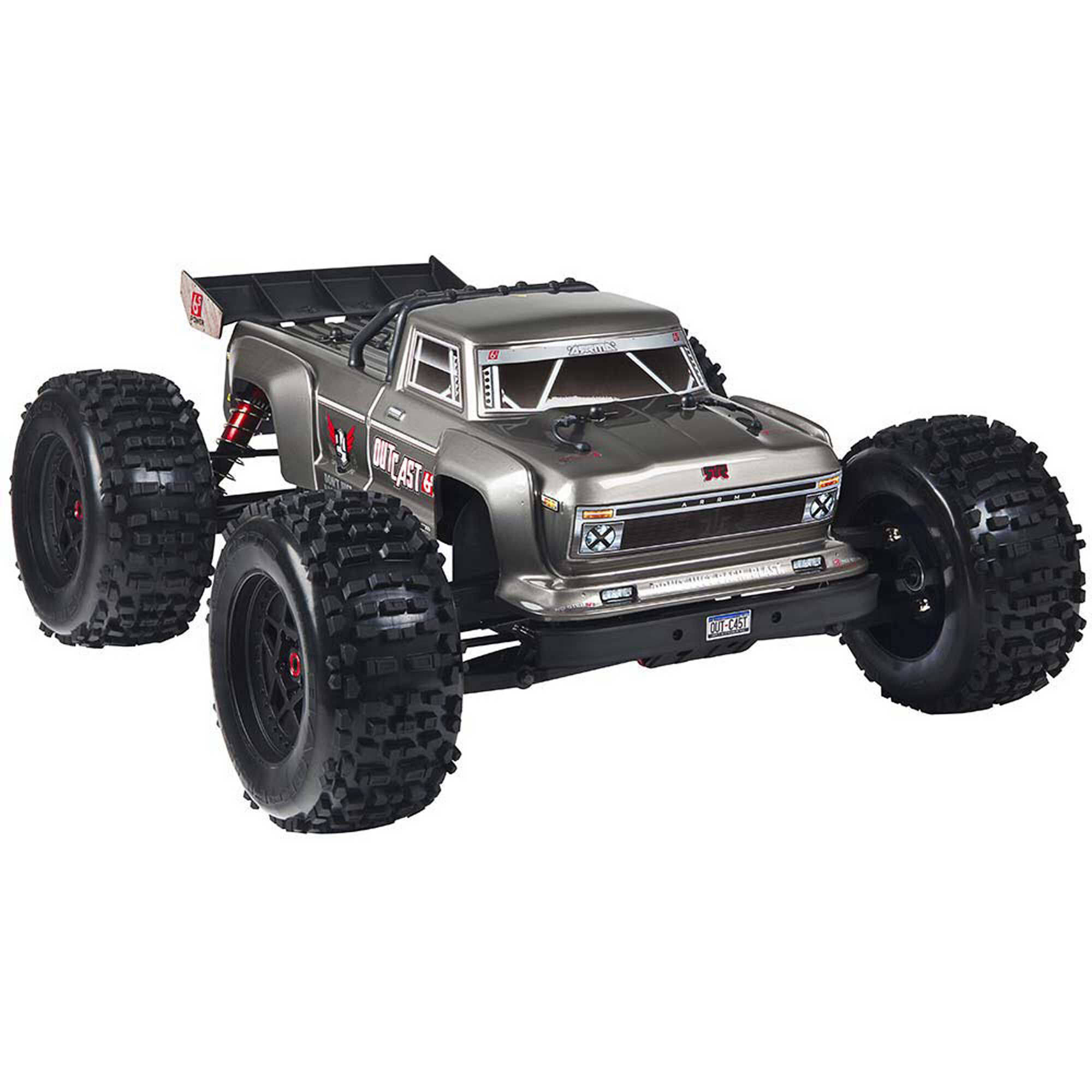 with 2.4GHz Radio 6S Lipo Battery Required 1:8 Scale ARRMA Outcast BLX Brushless 4WD RC Stunt Truck RTR Silver 