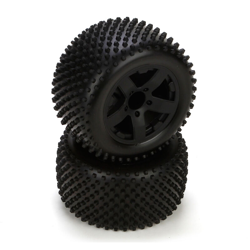 Rear Tire, Premount, Black Wheel (2): 1/10 2WD Circuit