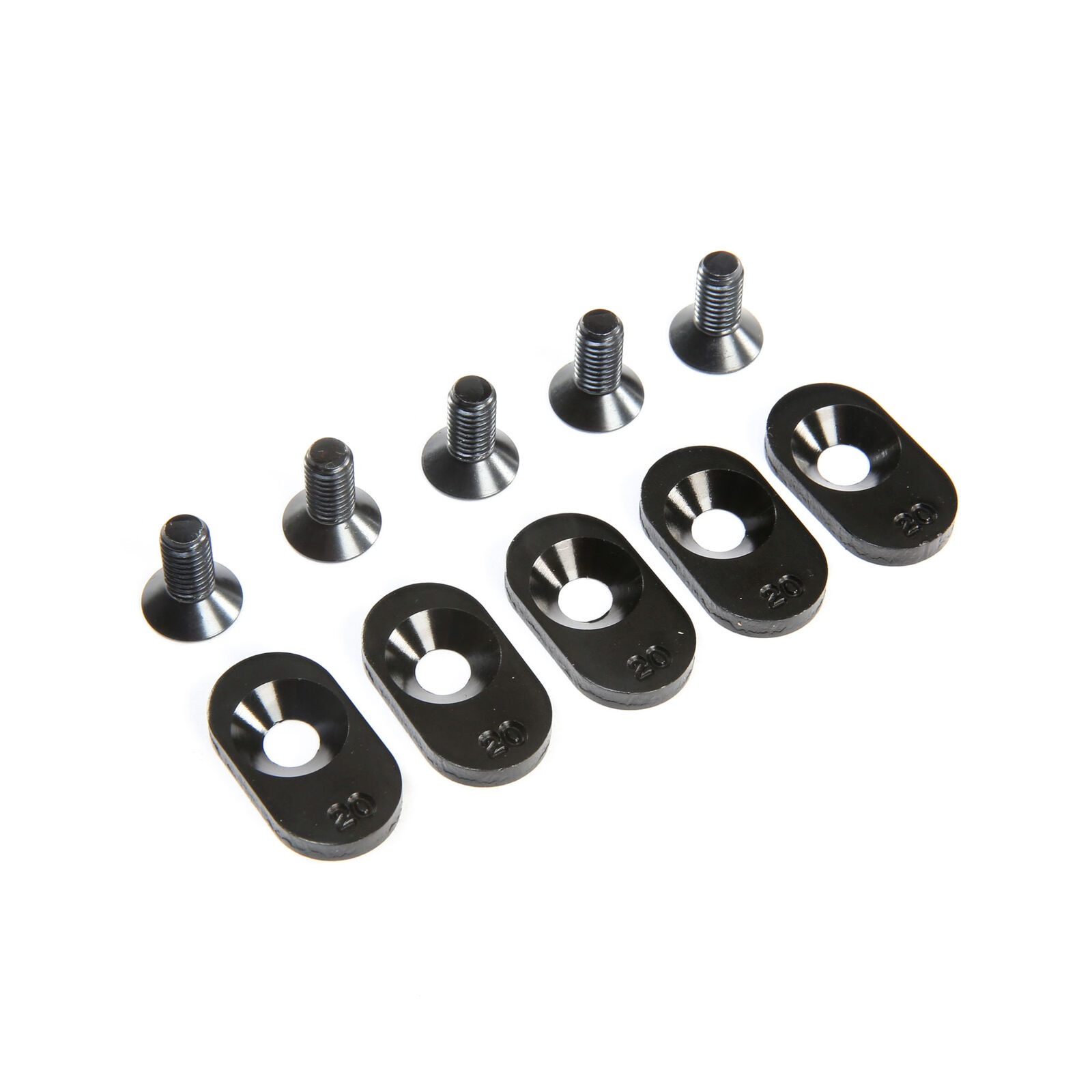 Engine Mount Insert and Screws 20T, Black (5): 5ive-T 2.0 (fits 62T spur)