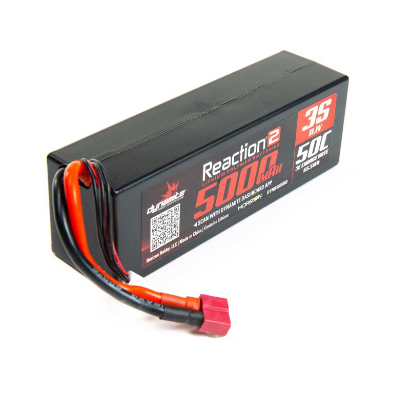 11.1V 5000mAh 3S 50C Reaction 2.0 Hardcase LiPo Battery: Deans