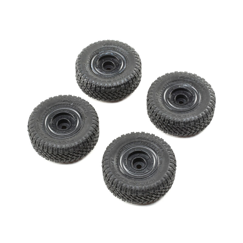 Front/Rear Premounted Tire, Black (4): 1/24 Barrage RTR